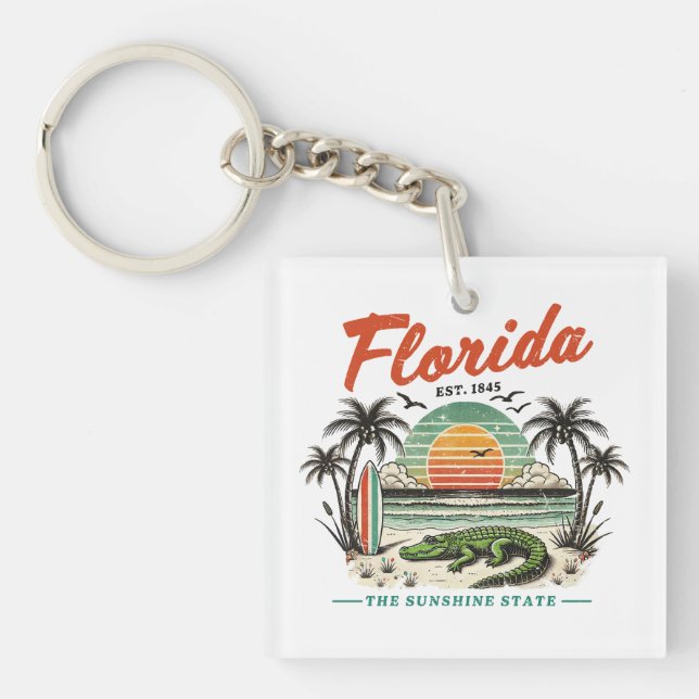 Florida, The Sunshine State – Sunset Beach Scene Key Ring (Front)