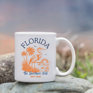 Florida The Sunshine State with Heron & Palm Tree Coffee Mug