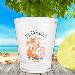 Florida The Sunshine State with Heron & Palm Tree Shot Glass