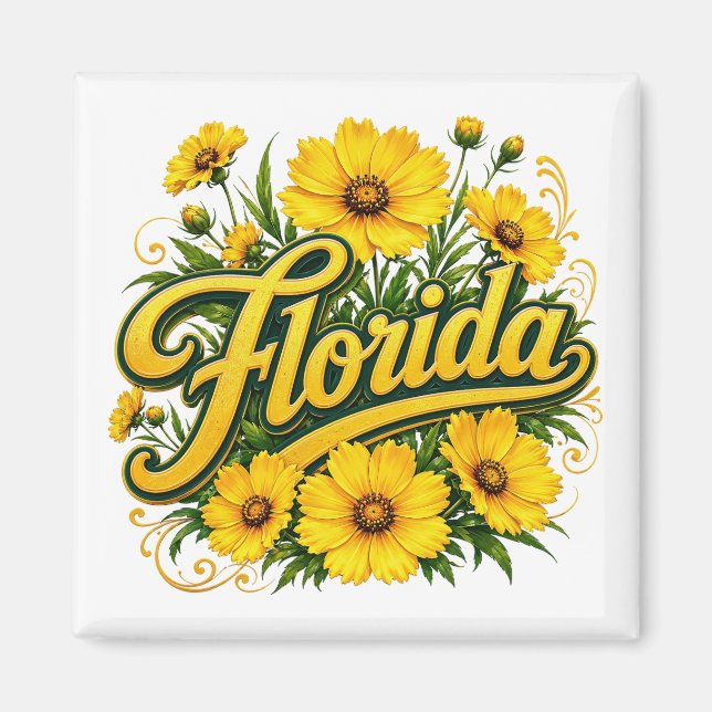 Florida Tickseed Yellow Wildflower Magnet (Front)