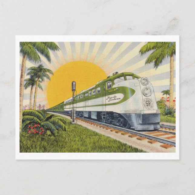 Florida Train Vintage 1940s Tourism Postcard (Front)