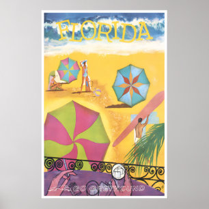 Florida Travel Poster Vintage Beach Art Greyhound