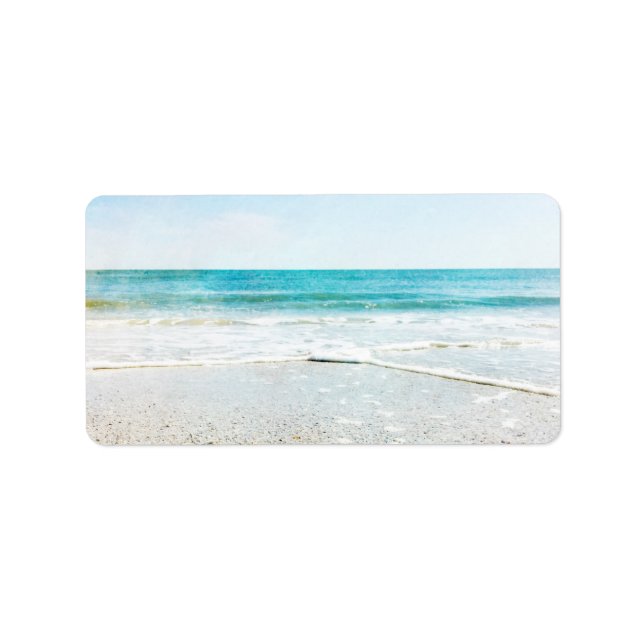 Florida Tropical Beach Sand Ocean Waves Sea Shells Label (Front)
