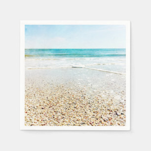 Florida Tropical Beach Sand Ocean Waves Sea Shells Napkin
