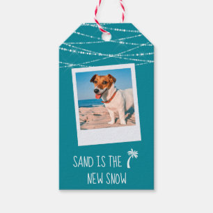Florida Tropical Warm Wishes 2-Sided Photo   Teal Gift Tags
