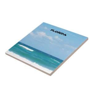 Florida Turquoise Ocean Waves Scene Tile