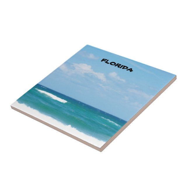 Florida Turquoise Ocean Waves Scene Tile (Side)