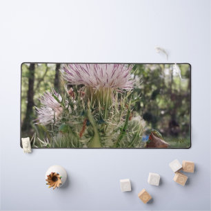 Florida Two Frogs on a Milk Thistle Natural Photo Desk Mat