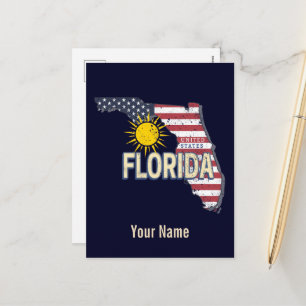 Florida United States Retro Map Vintage USA Holiday Postcard
