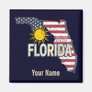 Florida United States Retro Map Vintage USA Magnet