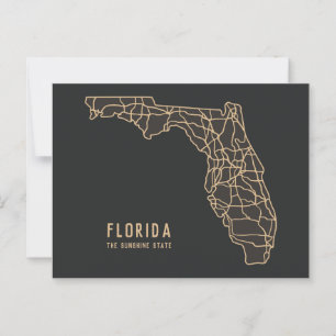 Florida US State road map - Sunshine State map Postcard