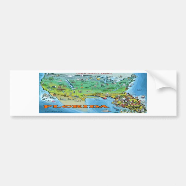 Florida USA Map Bumper Sticker (Front)