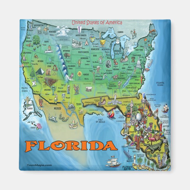 Florida USA Map Magnet (Front)