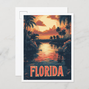 Florida USA Vintage Illustration Travel Postcard