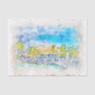 Florida USA Watercolor Sketch Painting Tissue Paper