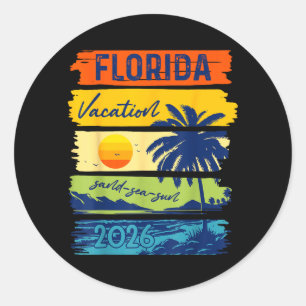 Florida Vacation 2026 Sea Sand Beach Summer Trip Classic Round Sticker