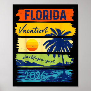 Florida Vacation 2026 Sea Sand Beach Summer Trip Poster