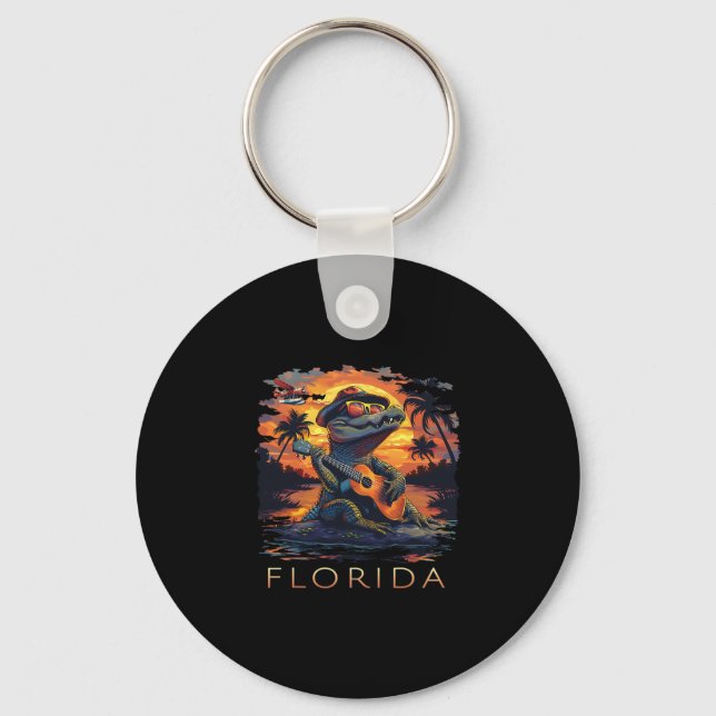 Florida Vacation Cute Alligator  Key Ring (Front)