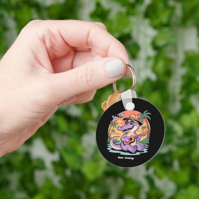 Florida Vacation Cute Cool Summer Alligator Funny Key Ring (Hand)