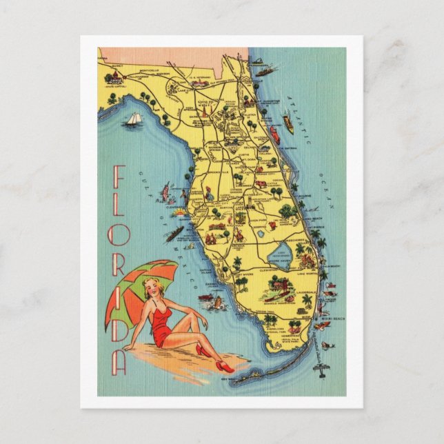 Florida Vintage Fun Postcard (Front)