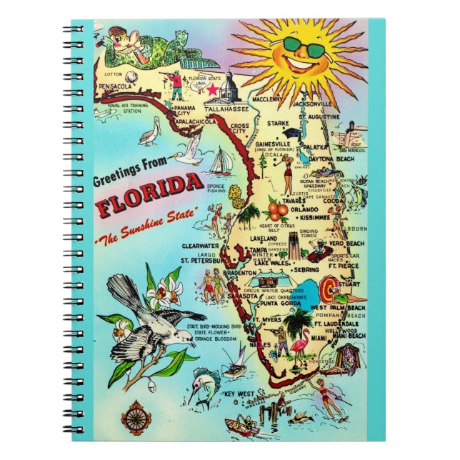 Florida Vintage Map  Notebook (Front)