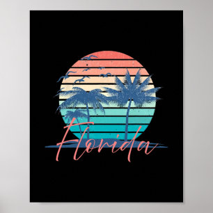 Florida Vintage Summer Vibes Beach Sunset Retro Pa Poster