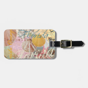 Florida Vintage Travel Beach Seashell Shell Art Luggage Tag