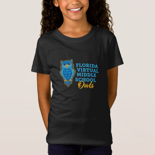 Florida Virtual Middle School Owls, Black  T-Shirt (Front)