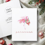 Florida Watercolor Pink Flamingo Beach Christmas<br><div class="desc">Celebrate the season with sunshine and style using these business Christmas cards with logo, perfect for companies looking to send a tropical twist on traditional greetings. This folded Christmas card features a whimsical watercolor pink flamingo adorned with a festive wreath and bow—bringing the spirit of a Florida Christmas card to...</div>