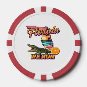 Florida We Run Sunset Alligator Flamingo Sports Poker Chips