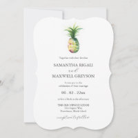 Florida Wedding Invitations Watercolor Pineapple