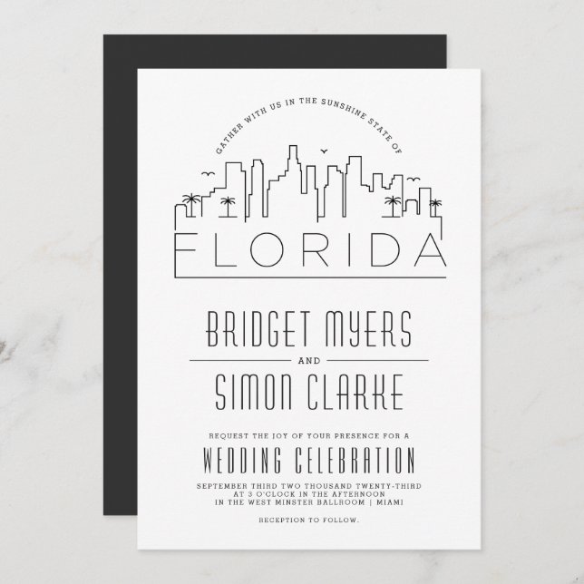 Florida Wedding | Stylised Skyline Invitation (Front/Back)