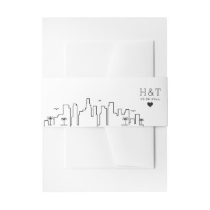 Florida Wedding Stylised Skyline Monogram Invitation Belly Band
