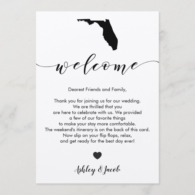 Florida Wedding Welcome Letter & Itinerary Card (Front)