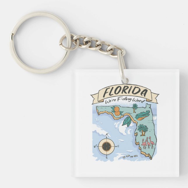FLORIDA WE'RE F*CKING WEIRD UNITED STATES MAP  KEY RING (Front)
