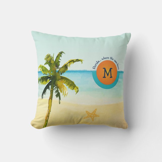 Florida... Where the Sun Lives Peaceful Beach Cushion (Front)