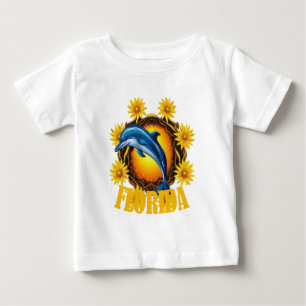 Florida Wildflowers And Cartoon Of A Porpoise Baby T-Shirt