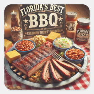 Florida's Best BBQ Square Sticker