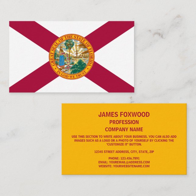 Floridian Flag, Flag of Florida Business Card (Front/Back)