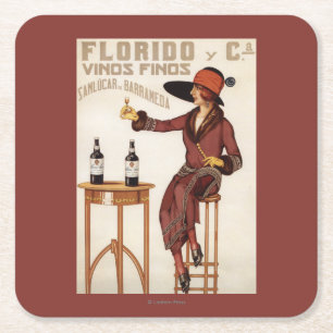 Florido Vinos Finos - Sanlucar de Barrameda Square Paper Coaster
