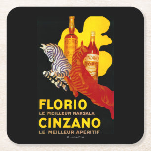 Florio Cinzano Vintage PosterEurope Square Paper Coaster