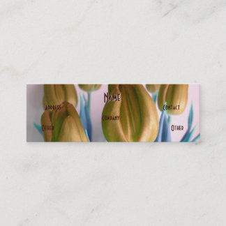 Florist - Beige Blue Tulips Mini Business Card