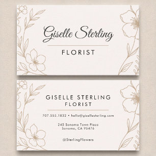 Florist Botanical Flowers Blush and Black Elegant Business Card