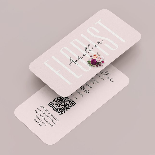 Florist Botanist Aesthetic Pink Modern  Business Card (Florist Botanist Aesthetic Pink Modern Business Card
)