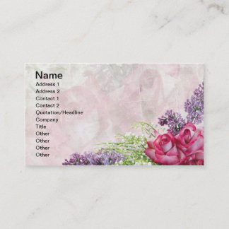 Florist Bouquet, Roses, Lilacs, Lily of the Valley Business Card