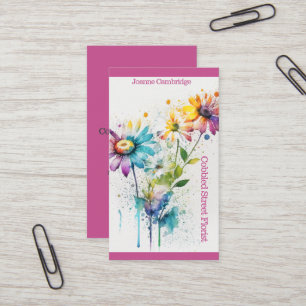 Florist business card. Stylish splattered flowers. Card