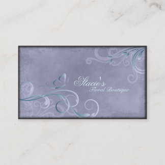 Florist Business Card Teal Purple Swirls Butterfly