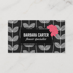 Florist Carnations Chalk Flower Doodles Business Card