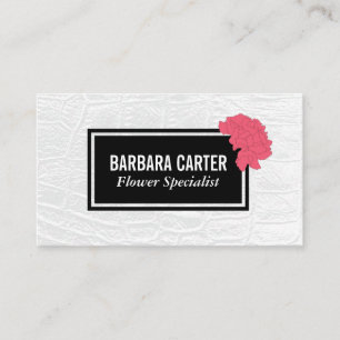 Florist Carnations (Red) White Leather Business Card
