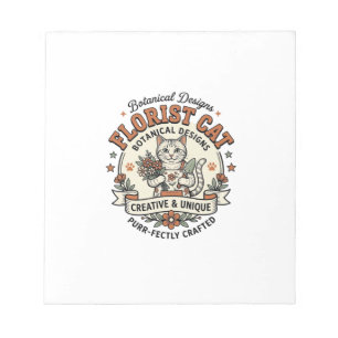 Florist Cat Florist Cat Vintage Vector Art Shirt D Notepad